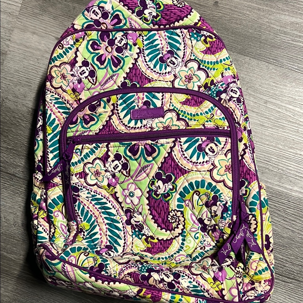 Vera Bradley Purple and Green Backpack with Paisley Design